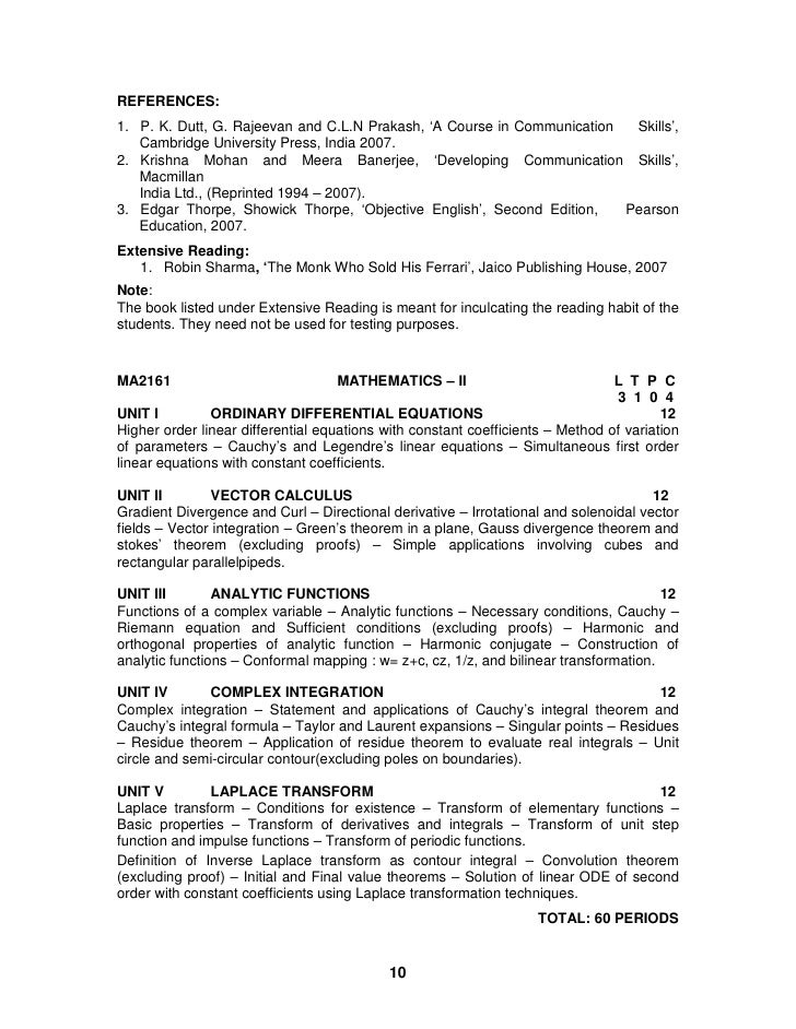 ma2262 syllabus